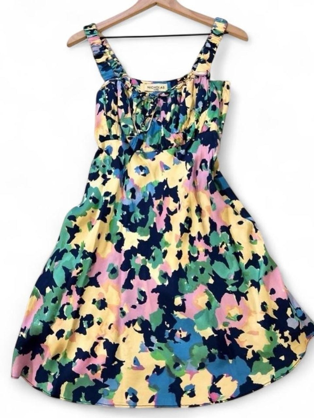 NICHOLAS Dress - Women's 8 Floral - Multicolor Swing Peasant A-Line